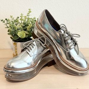 Jeffrey Campbell Havana Last Silver Acrylic Platform Oxfords